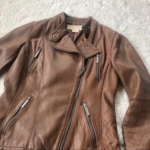 Michael Kors asymmetrical zip leather Moto jacket